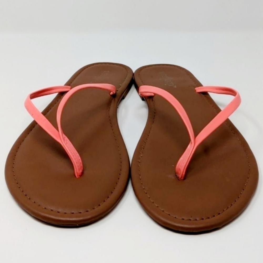 NWT West Loop Neon Coral Thin Sheild Sandals Flip Flops Size Medium (7-8) New - Picture 3 of 10